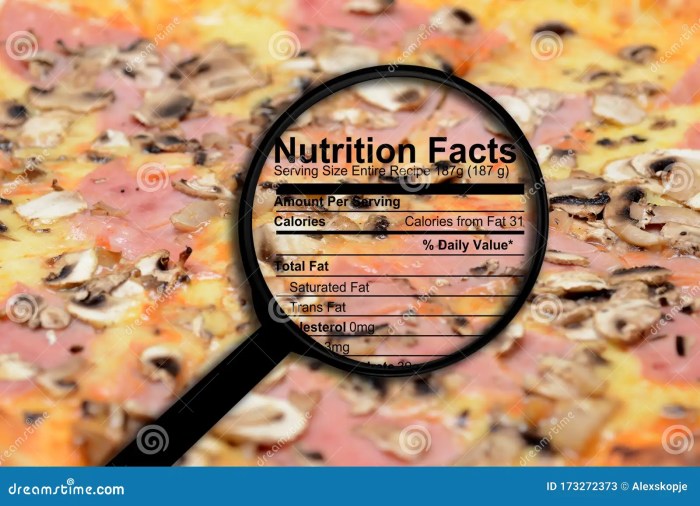 Pizza cheese information nutrition facts nutritional panel additional